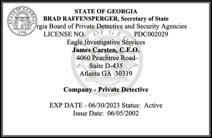 Georgia board of private detectives and security agencies