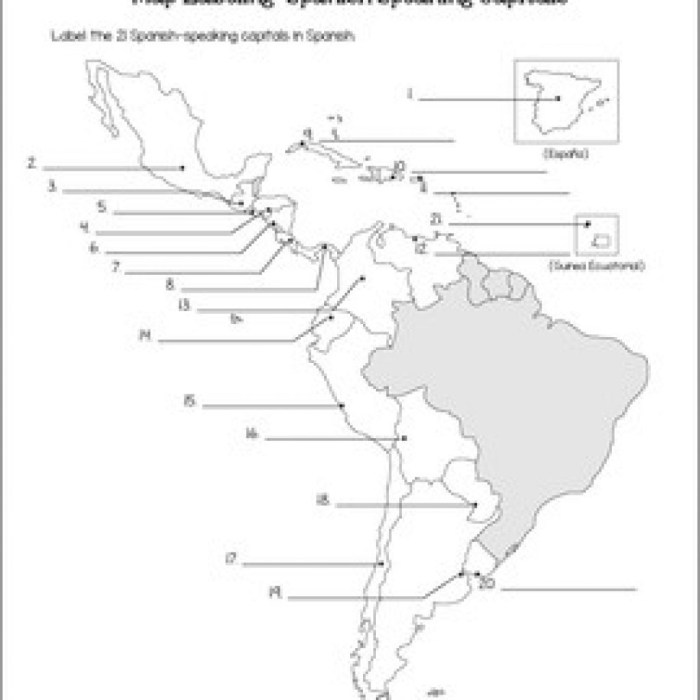 Map labeling: spanish-speaking capitals answers